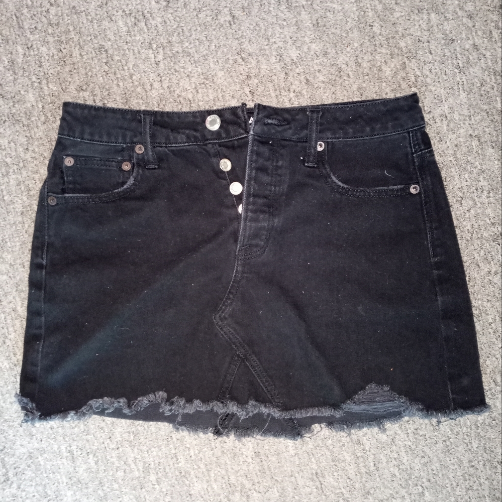 American eagle high rise festival mini skirt black denim size 4